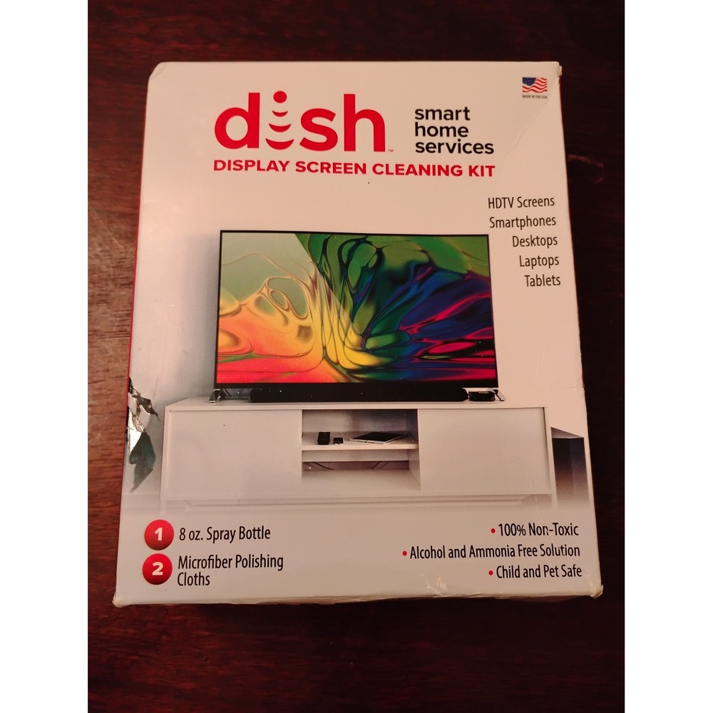 Dish Smart Home Services Display Screen Cleaning Kit 8oz Spray Microfiber Cloths